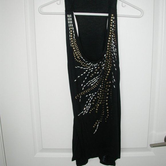 Black Silver and Gold Studded Tank - Picture 6 of 7